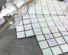1 box 10pieces White Mirage Art Glass Mosaic Self-adhesive Mosaic Tile Sheet for Kitchen interior glass mosaics bathroom tile 2024 - buy cheap