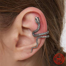 MKENDN-pendientes de plata de ley 925 auténtica con forma de serpiente, pendientes con Clip para el hueso del oído, sin Piercing, pendientes góticos, joyería de fiesta 2024 - compra barato