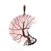 Trendy-beads Vintage Style Copper Wire Wrap Tree of Life Half Moon Pendant Natural Rose Pink Quartz Jewelry 2024 - buy cheap