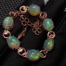 Natural And Real Opal bracelet Solid S925 Sterling Silver For Women Opal bracelet  Colour Gem Stone Rings Fine Jewelry 2024 - buy cheap