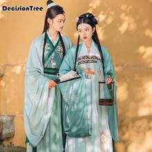 2022 men&women hanfu chinese ancient traditional outfit couples carnival cosplay costume fancy dress blue for men/women 2024 - buy cheap