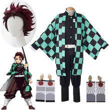 Kamado Tanjirou костюм для косплея аниме демон Slayer Kimetsu no Yaiba Tanjirou Kamado Косплей Полный комплект костюм и парик 2024 - купить недорого