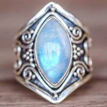 Marcatsa Vintage Natural Moonstone Blue Opal Rings for Women Bohemian Boho Ethnic Wedding Ring Jewelry Christmas gift 2024 - buy cheap