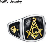 Мужские масонские кольца Valily из нержавеющей стали, серебристое, черное, каменное кольцо, ювелирные изделия Для Мужчин, Ювелирные изделия для участников кирпичной кладки бесплатно 2024 - купить недорого