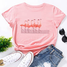 Plus Size S-5XL Women TShirt Cute Flamingo Print Tee Shirt O Neck Short Sleeve T-shirt Cartoon Graphic Woman Clothes Kawaii Tops 2024 - buy cheap