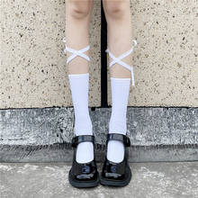 Summer Japanese JK Lolita Cosplay Girls Socks Teens Women Kawaii Cross Lace Up Goth Cute Harajuku with Letter Print High Socks 2024 - buy cheap