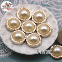 50pcs 11mm pearl golden round flatback Buttons Home Garden Crafts Cabochon Scrapbooking DIY Accessories 2024 - buy cheap