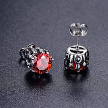 Brincos unissex hip hop, aço inoxidável, vermelho, preto, conjunto de pedra, joias para homens e mulheres, 1 par 2024 - compre barato