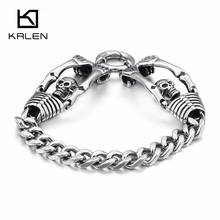 Kalen Wholesale Bone Skull Punk Style Bracelet Men 316L Stainless Steel Bracelet Jewelry 2024 - buy cheap