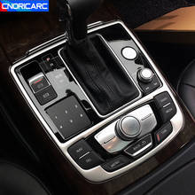 CNORICARC-apoyabrazos de consola de acero inoxidable para coche, marco de cambio de marchas, pegatina decorativa para Audi A6 C7 2012-17 2024 - compra barato