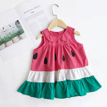 Kids Dresses For Girls Summer New Sleeveless Baby Girls Clothes Party Dress Watermelon Style Child Beach Dress 2024 - buy cheap