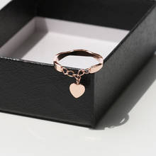 YUN RUO INS Chic Heart Predant Ring Rose Gold Color Fashion Titanium Steel Jewelry Birthday Gift Woman Never Fade Drop Shipping 2024 - buy cheap