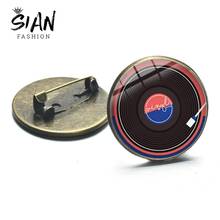 SIAN Vinyl Record Player Brooch Classic Colors Vintage Record Design DJ  Music Bronze Silver Color Pins Handmade Backpack Badge 2024 - buy cheap