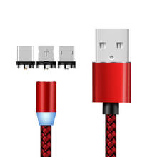 Cable de carga de datos magnéticos, 3 cabezales, 2A, carga rápida, USB, Micro tipo C, Cable de teléfono móvil para iPhone 2024 - compra barato