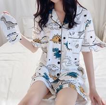 Women Summer Dinosaur Nice Printing Pajama Sets Short Sleeve Graffiti Pajamas Soft Pyjamas Sleepwear Cartoon Homewear Cute 2024 - buy cheap