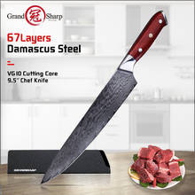 Grandsharp-cuchillo de Chef de 9,5 pulgadas, 67 capas, cuchillo de cocina Damascus japonés, cocina, acero inoxidable, herramienta, mango de madera de rosa 2024 - compra barato