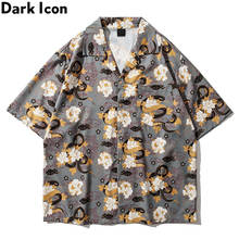 Dark Icon-camisa hawaiana con estampado Floral para hombre, Polo de calle Vintage, Top de verano 2024 - compra barato