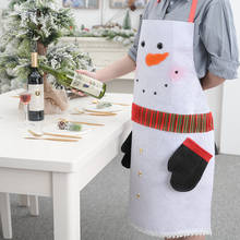 1 шт набор кухонных новогодний фартук футболка с забавным мультипликационным принтом «Санта Клаус фартук-снеговик из хлопка и льна регулируемый Фартук для мамы и дочки сковорода выпечная прокладка салфетка 2024 - купить недорого