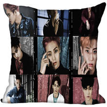 Fundas de almohada de seda cuadradas personalizadas Kpop EXO, impresas en dos lados, 40x40, 45x45, 50x50, 60x60, con logotipo personalizado 2024 - compra barato