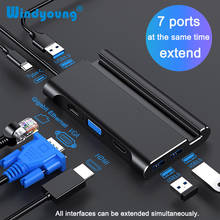 Док-станция USB 3,0 Type c, совместимая с HDMI, VGA, RJ45, PD 2024 - купить недорого