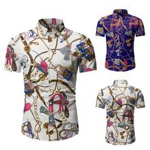 Plus size Men's Fashion Print Shirts Casual Button Down Short Sleeve Hawaiian Shirt Beach Holiday Slim Party Shirts Tops 2024 - buy cheap