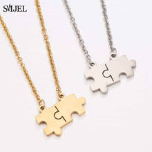 SMJEL Stainless Steel Puzzle Pendant Necklace Mens Womens Couples Necklace Best friend Jewelry Smooth Double Puzzel Lock Choker 2024 - buy cheap