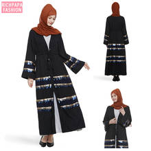 Kimono Abaya de lentejuelas negras para mujer, Hijab musulmán de Dubái, ropa de Islam turco saudita, caftán, Abayas, Túnica Tesettur, Elbise 2024 - compra barato