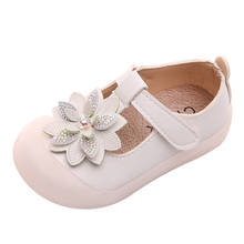 Toddlers Girls Leather Shoes Fashion Floral Dress Shoes Infants Flats T-strap Flowers with Rhinestone Little Baby Girl Shoes New 2024 - buy cheap
