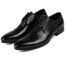 Business Genuine Leather Men Shoes Dress Black Brown Italian Fashion Pointed Toe Party Wedding Male Shoes Footwear High Quality 2024 - buy cheap