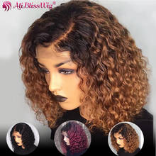 1B/27 Ombre Color Curly Lace Front Human Hair Wigs Short Bob Lace Front Wigs 13x1 Lace Part Wigs For Women Brazilian Remy Hair 2024 - buy cheap