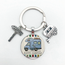 New Cute Camper Wagon Keychain, I Love Camping Keychain, Trailer Signpost Keychain, Vacation Travel Memorial Gift 2024 - buy cheap
