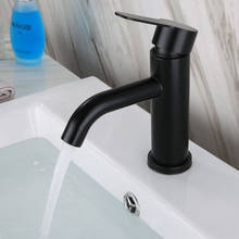 Grifo de lavabo de acero inoxidable 304, grifería con mango de Sinlge negro, soporte único, grifos de agua fría y caliente, artículos de baño, mezclador de fregadero 2024 - compra barato