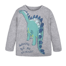 Fashion Autumn New Long Sleeve T Shirt Boys Children's Cartoon Dinosaur Round Neck Kids Clothes Baby Bottoming Cotton Shirt 2024 - buy cheap