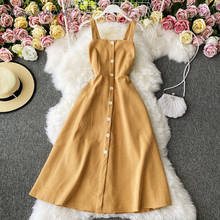 2021 Summer High Quality Woman Vintage Long Korean Button Denim Dress Midi Elegant Kawaii Birthday Dress For Women Casual Dress 2024 - buy cheap