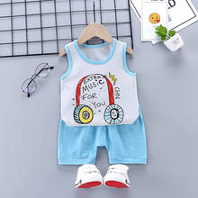 2 Pieces/Set Summer Children Girls Boys Clothes Cotton Cute Cartoon Sleeveless Vests Short Clothing Sets for Kids Casual Clothes 2024 - buy cheap