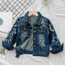 Spring Autumn Girls Denim Jackets Children Casual Pentagram Washed Jeans Coats Kids Teenager Denim Jackets Tops 2024 - buy cheap