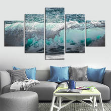 Quadros de parede para sala de estar, quadros ondulados com 5 peças de tela para pintura de arte de parede, decoração de casa 2024 - compre barato