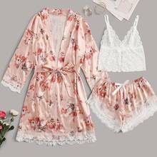 Ladies Summer Hot Sale Silk Pajamas Set Printed Satin Silk Pajamas Sexy Lace Printed Comfortable Pajamas Set пижама женская 40* 2024 - buy cheap