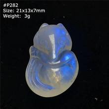 Real Natural Moonstone Crystal Fox Carved Pendant Jewelry For Women Lady Man Love Stone Beads Yellow Blue Light Gemstone AAAAA 2024 - buy cheap