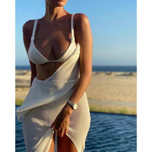 Summer Sexy Dress Cover Up Hollow Out Deep V Neck Dress Women Bodycon Dresses Beachwear Fishnet Cover ups Sumdress Beachdress 2024 - buy cheap