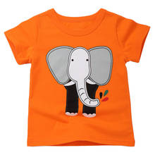 Camiseta de algodão de elefante laranja para meninos e meninas, manga curta, verão, camiseta para crianças de 2 a 8 anos 2024 - compre barato