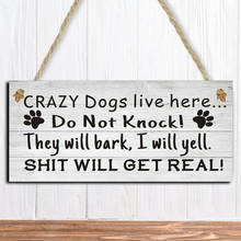 2020 New Pet Products Letter Pattern Funny Crazy Dog Sign Board Hanging Letter Print Warning Doorplate Door Decor 2024 - buy cheap