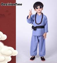 2019 Китайская традиционная форма для кунгфу, боевые искусства, наборы кикбоксинга, форма Тай Чи, v-образный вырез, одежда для детей 2024 - купить недорого