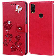 Flip Phone Case Cover for Xiaomi Redmi Note 7/Note7 Pro/Note 7S Y3 Bling 3D Diamond Flower Embossed Premium Leather Wallet Case 2024 - buy cheap