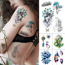 Waterproof Temporary Tattoo Stickers Horse Peony Flower Color Flash Tattoos Female Geometric Pattern Arm Body Art Fake Tatoo Men 2024 - buy cheap