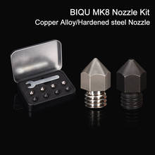 BIQU-Kit de boquillas MK8, piezas de impresora 3D para Ender 0,25 CR10, aleación de cobre plateado, boquilla de acero endurecido E3D Hotend 0,4/0,6/3/2 2024 - compra barato