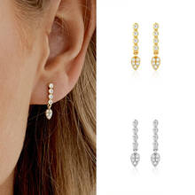 S925 Silver Ear Needle Water Drop Hanging Pendant Stud Earrings for Women Tear Drop Crystal Earrings Simple Fine Jewelry Gift 2024 - buy cheap