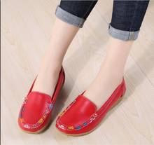 Women Shoes Slip On Genuine Leather sexy Flats Loafers Flat Shoes Comfortable Women Summer Non-slip casual flowers Shoes Large 2024 - buy cheap