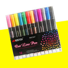 Ручки для рисования с двойными линиями, 12 цветов 2024 - купить недорого
