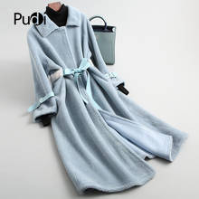 PUDI-Chaqueta de lana auténtica para mujer, abrigo largo, Parka de talla grande, para invierno, A18204 2024 - compra barato